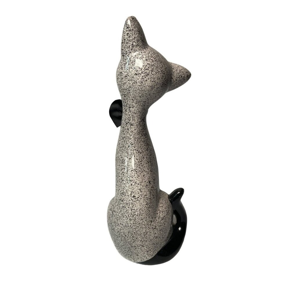 Vintage Speckled Ceramic Siamese Cat Polka-dot Bow 11”T - Picture 3 of 5